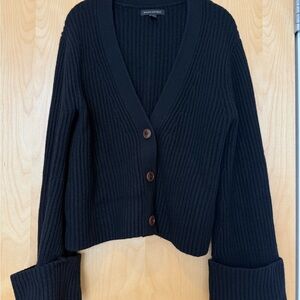 Banana Republic wool/cashmere Black Ribbed Cardigan
